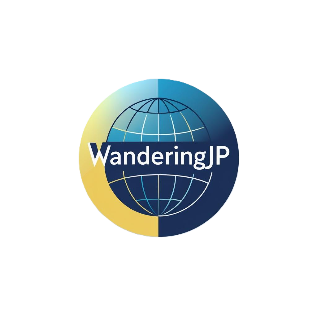 wanderingjp travel platform logo wordmark style
