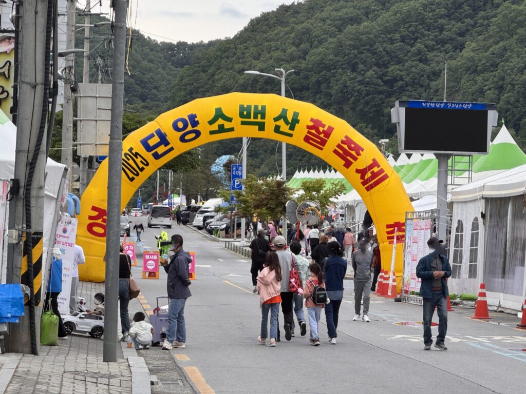 EN: βFestival entrance arch at Danyang Gugyeong Market.β KR: βλ¨μ ꡬ경μμ₯ μ
ꡬ μΆμ μμΉ.β